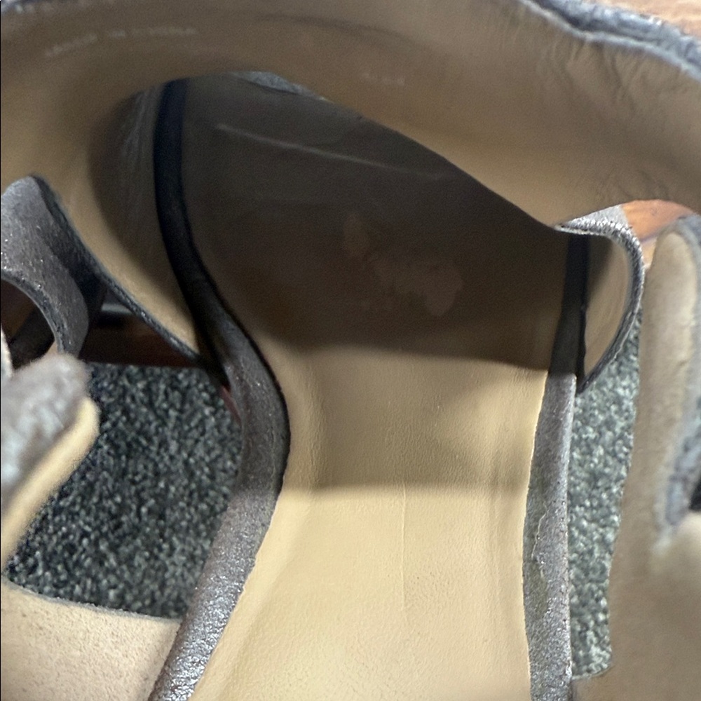 Eileen Fisher Sandals Wm 9.5 Iris Metallic Silver Leather Block Heel Pewter - Picture 13 of 14